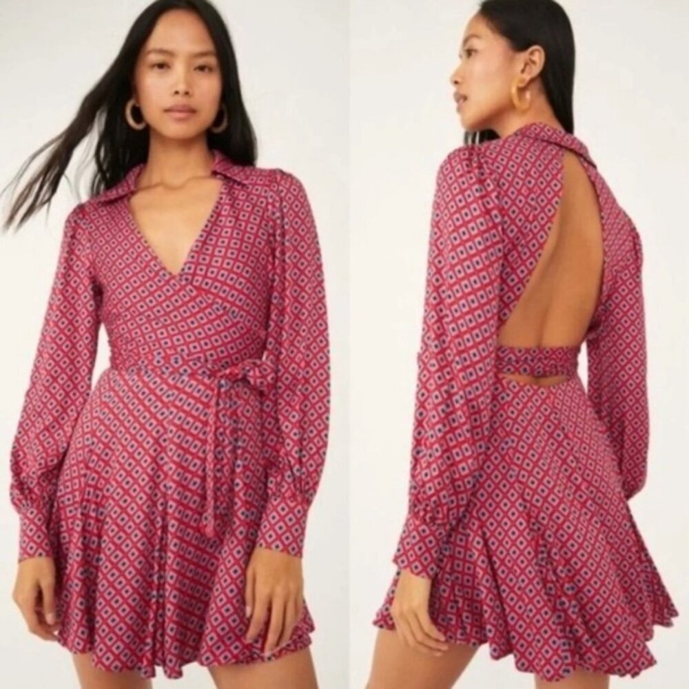 NWT Free People Women's It Takes Two Long Sleeve Mini Dressβ Pop Combo LARGE